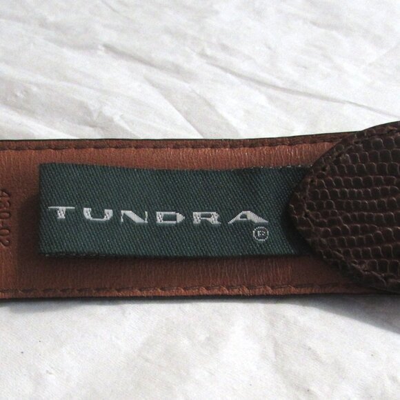 Unique TUNDRA Italian Leather Belt With Silver-Tone Tip & Buckle Size 38 - Picture 3 of 7